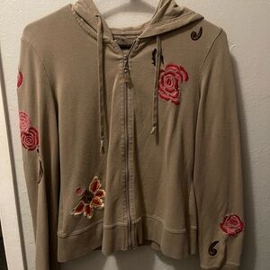 Zip up with rose embroidery